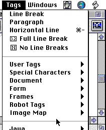 tag menu selection